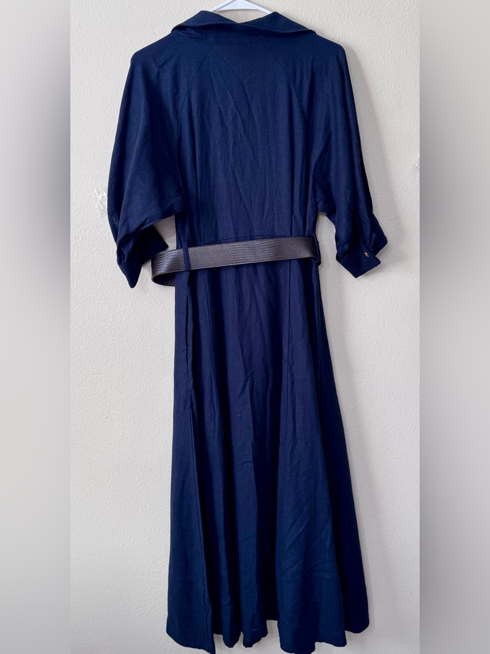 NWT Donna Karan New York Navy Belted Button Front Maxi Shirt Dress Size 6 - Picture 8 of 8